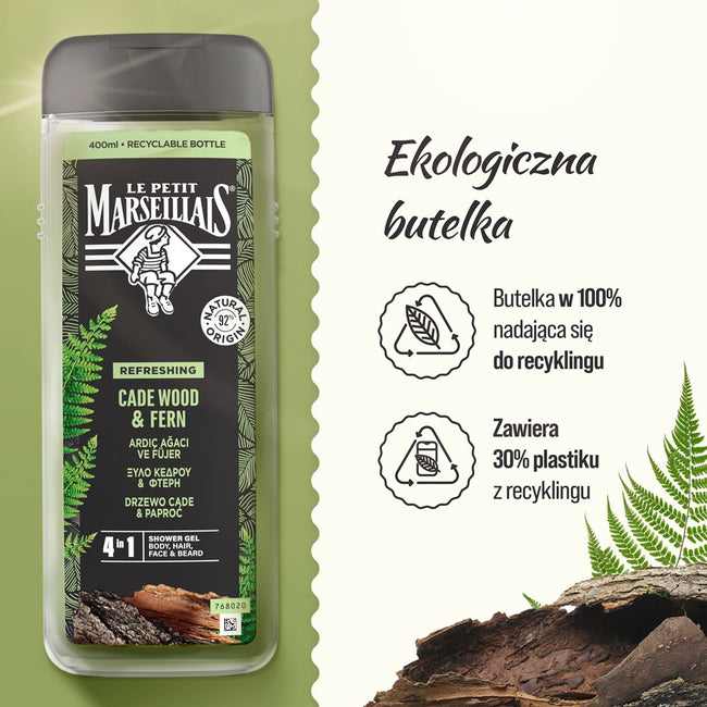 Le Petit Marseillais Nature For Men żel pod prysznic 4w1 Drzewo Cade & Paproć 400ml