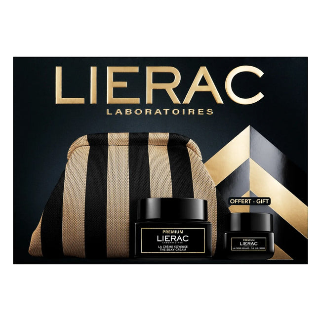 LIERAC Premium zestaw jedwabisty krem przeciwstarzeniowy 50ml + przeciwstarzeniowy krem pod oczy 20ml + kosmetyczka