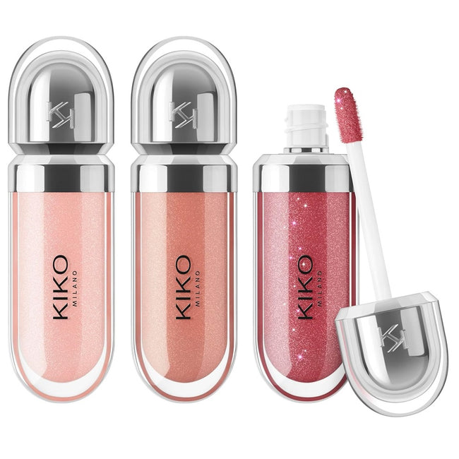 KIKO Milano Glossy Lip Set 03 zestaw trzech nawilżających błyszczyków do ust z efektem objętości 3D 3x6.5ml