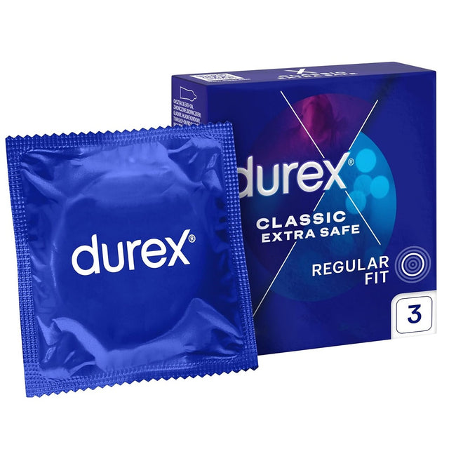 Durex Classic Extra Safe prezerwatywy wzmocnione dla ekstra bezpieczeństwa 3szt