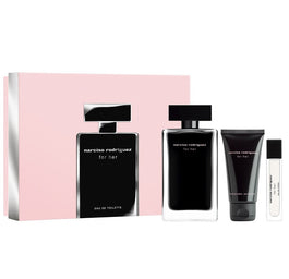 Narciso Rodriguez For Her zestaw woda toaletowa spray 100ml + balsam do ciała 50ml + woda toaletowa spray 10ml