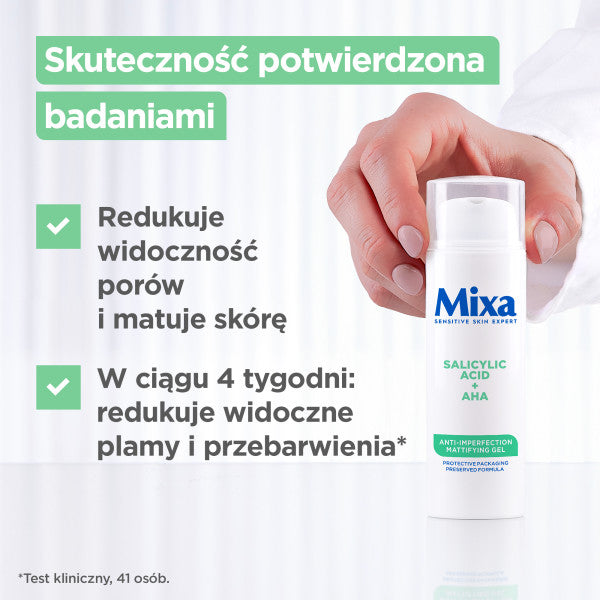 MIXA Matujący żel przeciw niedoskonałościom Kwas salicylowy + kwasy AHA 50ml