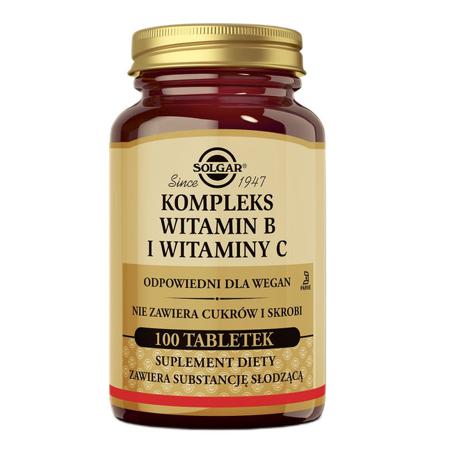 Solgar Kompleks witamin B i witaminy C suplement diety 100 tabletek