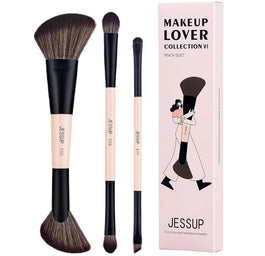 JESSUP 6-in-3 Duo-End Brush Versatility Collection zestaw dwustronnych pędzli do makijażu Peach Dust 3szt.