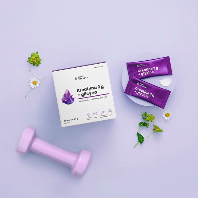 Aura Herbals Kreatyna 3g + Glicyna suplement diety w saszetkach 30x6.41g