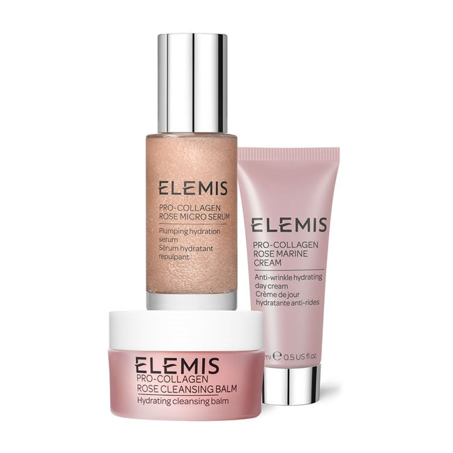 ELEMIS The Pro-Collagen Rose Icons zestaw balsam oczyszczający 15ml + serum do twarzy 30ml + krem do twarzy 15ml