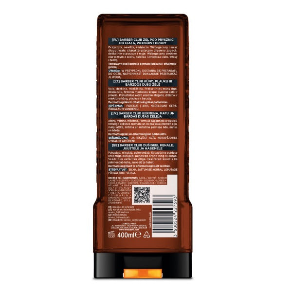 L'Oreal Paris Men Expert Barber Club 3w1 żel do mycia ciała włosów i brody 400ml