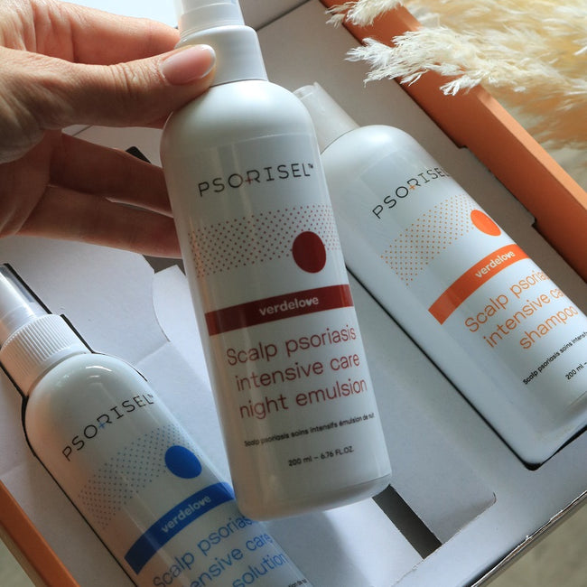 Psorisel Zestaw szampon na łuszczycę skóry głowy 200ml + emulsja na łuszczycę skóry głowy 200ml + płyn do skóry głowy na łuszczycę 150ml