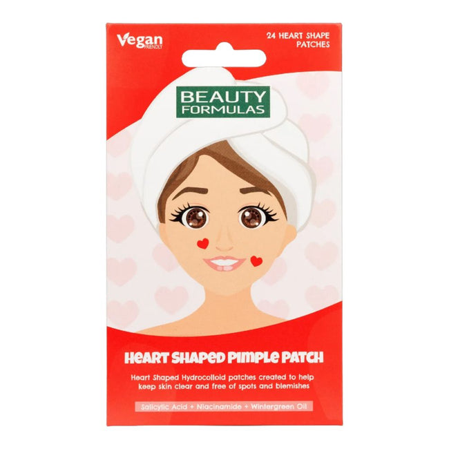Beauty Formulas Heart Shaped Pimple Patch hydrożelowe plastry na niedoskonałości skóry w kształcie serca 24szt.