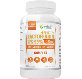 WISH Pharmaceutical Lactoferrin LFS 95% 100mg Complex + Prebiotyk  suplement diety 60 kapsułek