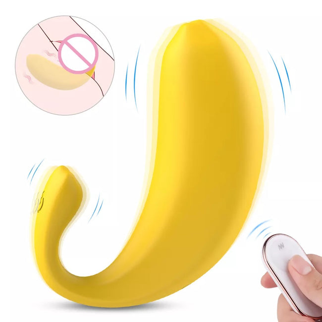 S-HANDE Banana-RTC wibrator typu jajko zdalnie sterowany z 9 trybami wibracji Yellow