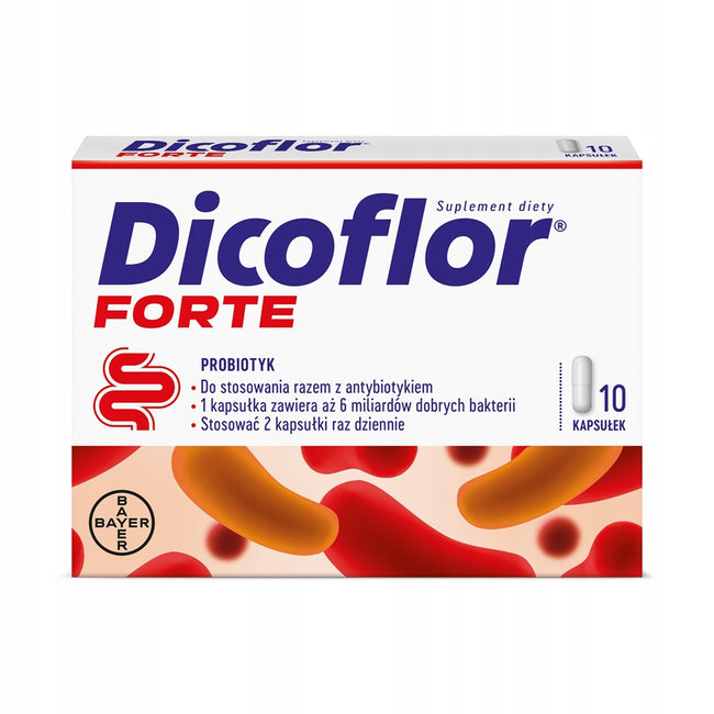 Dicoflor Forte probiotyk suplement diety dla dorosłych i dzieci 10 kapsułek