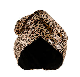 Glov Dwustronny turban do włosów z mikrofibry i wegańskiej satyny szybkie suszenie anti-frizz Cheetah