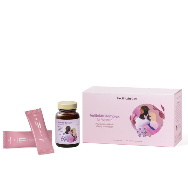 HealthLabs FertileMe Complex For Women suplement diety dla wsparcia płodności i funkcji rozrodczych dla kobiet 30 kapsułek + 30 saszetek