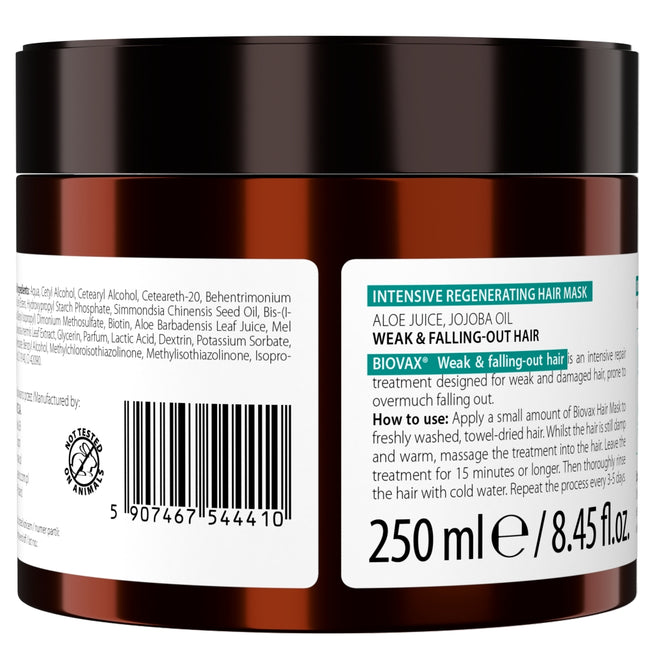BIOVAX Biotyna Plus maska do włosów słabych i wypadających 250ml