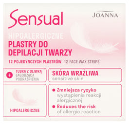 Joanna Sensual hipoalergiczne plastry do depilacji twarzy 12szt + tubka z oliwką łagodzącą 10ml