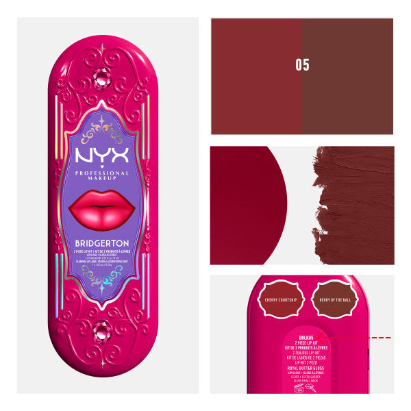 NYX Professional MakeUp Bridgerton Royal Treasures 2-Piece Lip Kit zestaw błyszczyk i konturówka