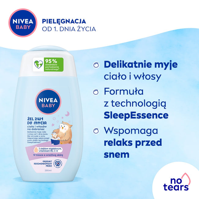 Nivea Baby żel 2w1 do mycia ciała i włosów na dobranoc 200ml