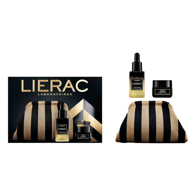 LIERAC Premium zestaw serum przeciwstarzeniowe 30ml + przeciwstarzeniowy krem pod oczy 20ml + kosmetyczka