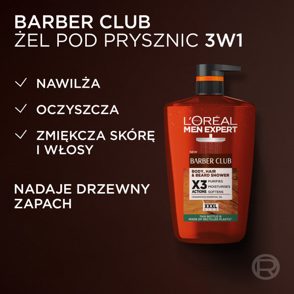 L'Oreal Paris Men Expert Barber Club 3w1 żel do mycia ciała włosów i brody 1000ml