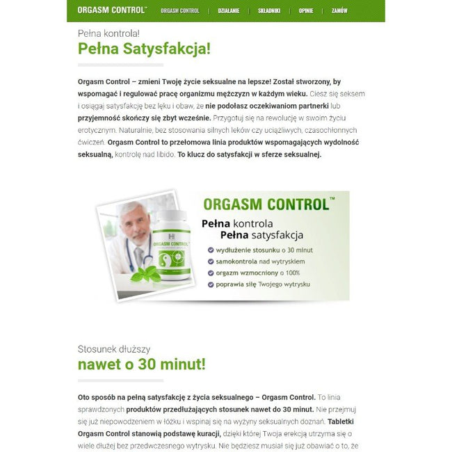 Sexual Health Series Orgasm Control suplement diety na opóźnienie wytrysku 60 kapsułek