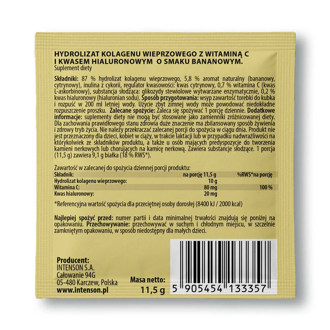 Intenson Kolagen + Witamina C + Kwas Hialuronowy suplement diety Banan 11.5g