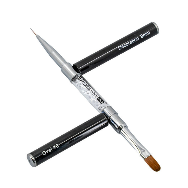 Excellent PRO Decoration pędzelek 2w1 z cyrkoniami Oval #6 9mm