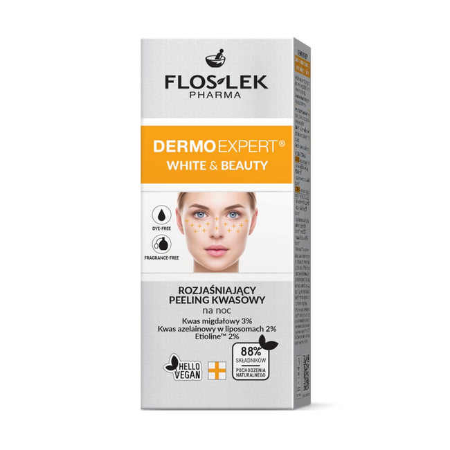 Floslek Dermo Expert White & Beauty rozjaśniający peeling kwasowy na noc 30ml