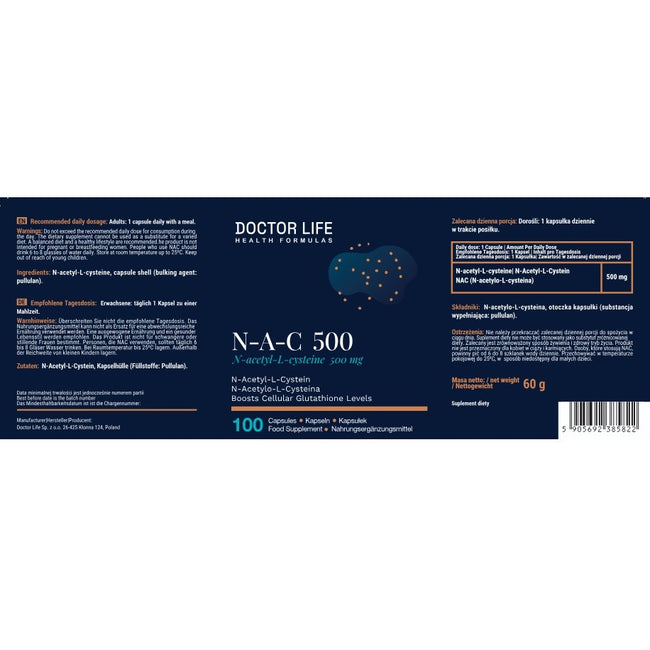 Doctor Life N-A-C 500mg suplement diety 100 kapsułek