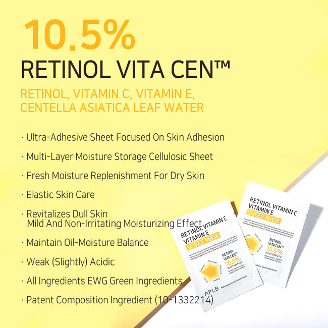 APLB Retinol Vitamin C Vitamin E Sheet Mask rozświetlająca maska w płachcie 25ml