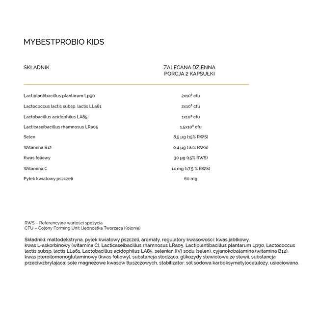 MyBestPharm MyBestProBIO Kids suplement diety o smaku jabłkowym 60 pastylek