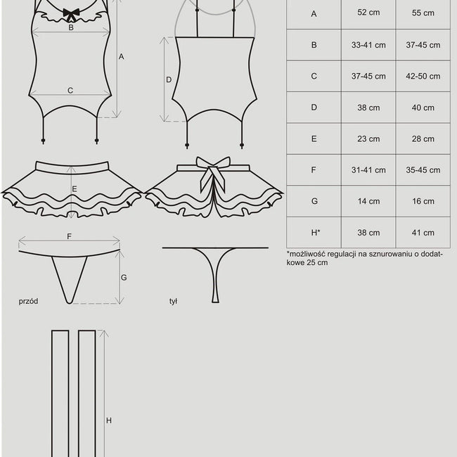 Obsessive Housemaid kostium 5-częściowy Black S/M