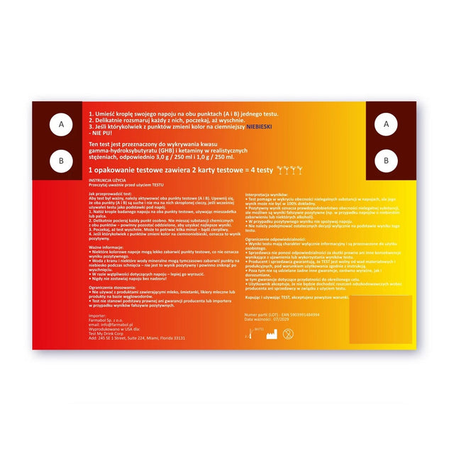 Farmabol Test na obecność pigułki gwałtu w drinku 2szt