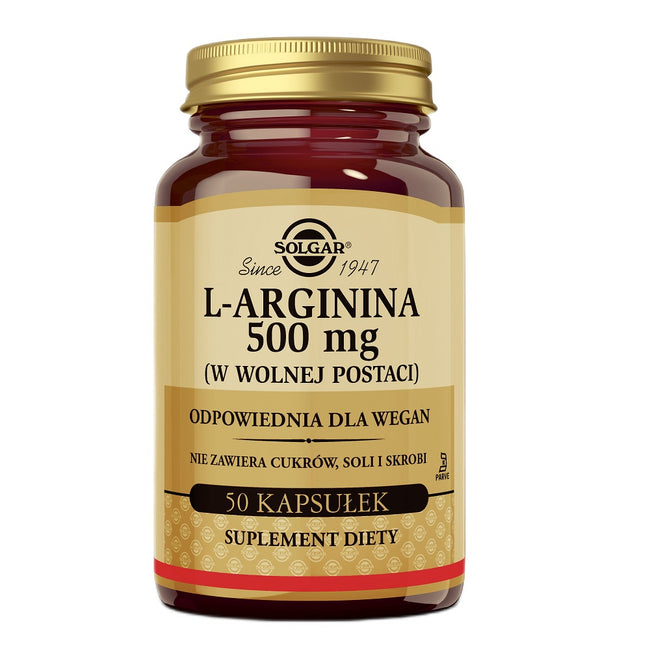 Solgar L-Arginina 500mg suplement diety 50 kapsułek