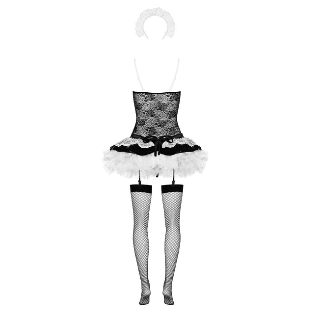 Obsessive Housemaid kostium 5-częściowy Black S/M