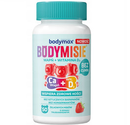Bodymax Bodymisie Wapń + Witamina D3 żelki dla dzieci suplement diety Truskawka 50szt.