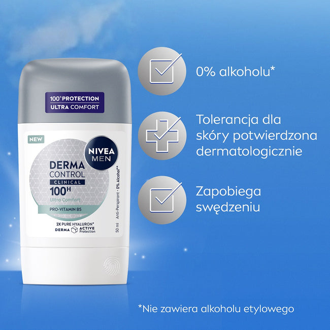 Nivea Men Derma Control Clinical Ultra Comfort antyperspirant w sztyfcie 50ml