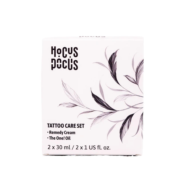 Hocus Pocus Tattoo Care zestaw łagodzący krem do tatuaży 30ml + olejek pielęgnujący do tatuażu 30ml