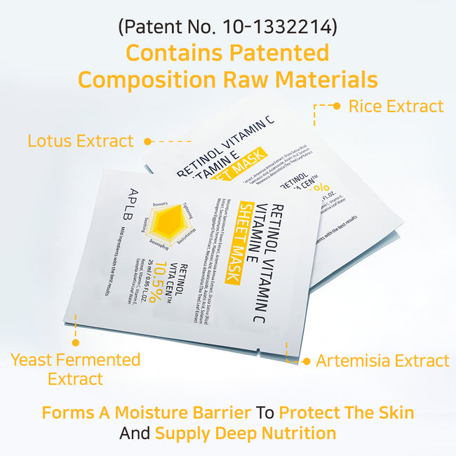 APLB Retinol Vitamin C Vitamin E Sheet Mask rozświetlająca maska w płachcie 25ml
