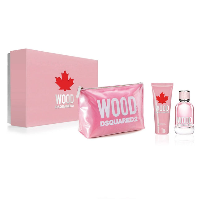 Dsquared2 Wood Pour Femme zestaw woda toaletowa spray 100ml + balsam do ciała 100ml + kosmetyczka