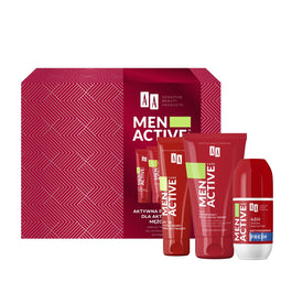 AA Men Active Care zestaw outdoorowy krem do twarzy 50ml + peelingujący żel do mycia twarzy 150ml + antyperspirant roll-on 50ml