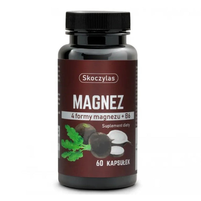 Skoczylas Magnez 4 formy + wit.B6 czarna rzepa suplement diety 60 kapsułek