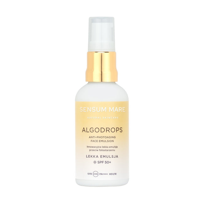 Sensum Mare Algodrops innowacyjna lekka emulsja przeciw fotostarzeniu SPF 50+ UVB UVA PA++++ HEV/IR 50ml