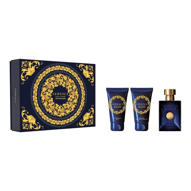 Versace Pour Homme Dylan Blue zestaw woda toaletowa spray 50ml + żel pod prysznic 50ml + balsam po goleniu 50ml