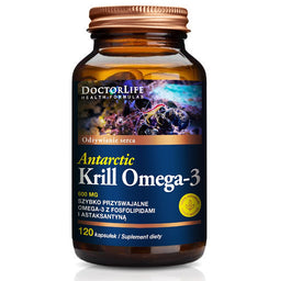 Doctor Life Antarctic Krill Omega-3 szybko przyswajalne omega-3 z fosfolipidami i astaksantyną suplement diety 120 kapsułek