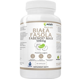 WISH Pharmaceutical Biała Fasola Ekstrakt Fabenol® Max 500mg suplement diety 90 kapsułek