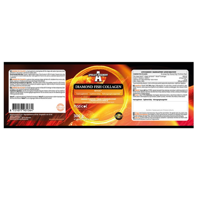 Apollo's Hegemony Diamond Fish Collagen suplement diety w proszku pomarańcza 300g