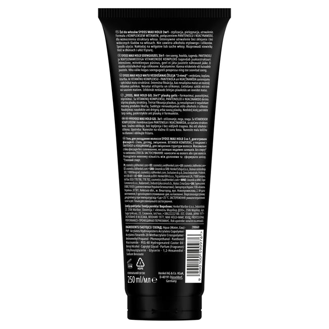 Syoss Max Hold Gel żel do włosów megamocny 250ml
