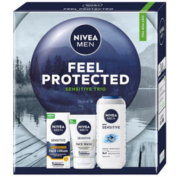 Nivea Men Feel Protected zestaw żel pod prysznic 3w1 250ml + żel do mycia twarzy 100ml + ochronny krem nawilżający SPF15 75ml
