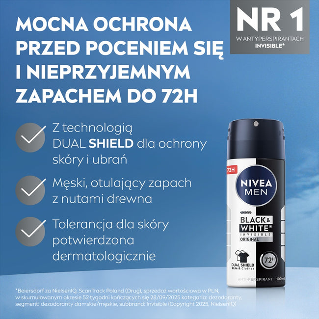 Nivea Men Black&White Invisible Original antyperspirant w sprayu 100ml